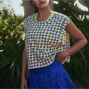 Free People FP Movement Inspire Printed Tank Trippy Geo Glowing Sz L NWOT